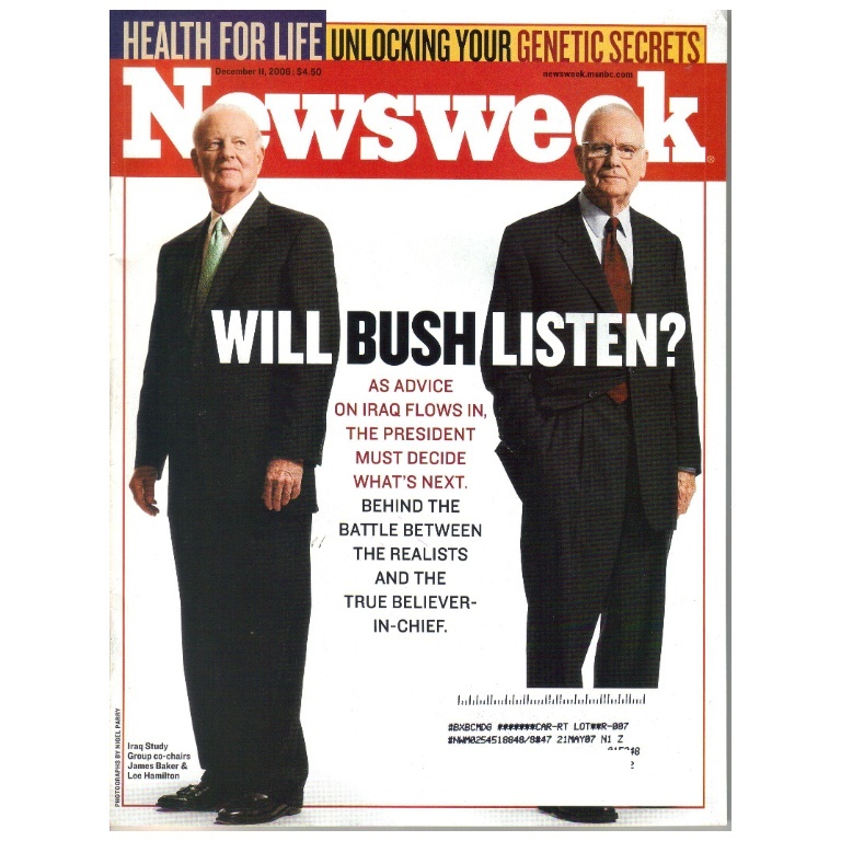 Rep. Lee Hamilton and James Baker III on the cover of Newsweek